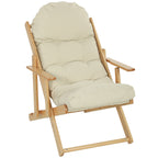 Fauteuil Chaise de Salon Pliable et inclinable en Bois Fauteuil Relax Confortable avec Coussin capitonné épais-0