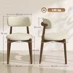 Lot de 2 Chaises Salle à Manger, Chaises de Cuisine en Chenille avec Dossier Incurvé, Assise Rembourrée, Beige-2