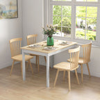 Table à manger table de cuisine structure en bois massif 4 personnes design vintage 120 cm naturel et blanc-9