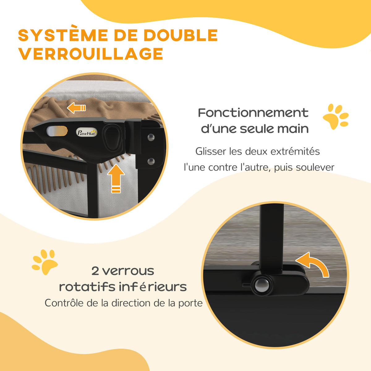 Barrière de sécurité animaux chien porte fermeture automatique sans perçage de 74 à 80 cm acier noir-4