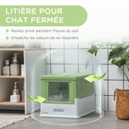 Maison de toilette pour chat pliable double porte battante et supérieure pelle fourni 47,5 x 35,5 x 36,7 cm vert avocat-5