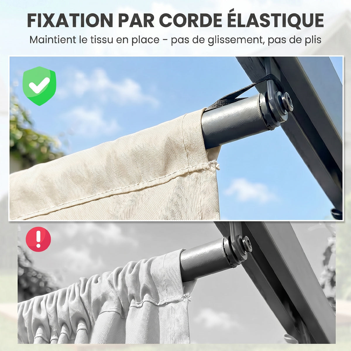 Toile de toit pour pergola tonnelle rétractable de 3 x 3 m - toile uniquement 250 x 255 cm crème-6