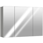 Armoire murale de salle de bain avec 3 portes miroir et étagères réglables en MDF Gris dim. 90L x 15l x 60H cm-0