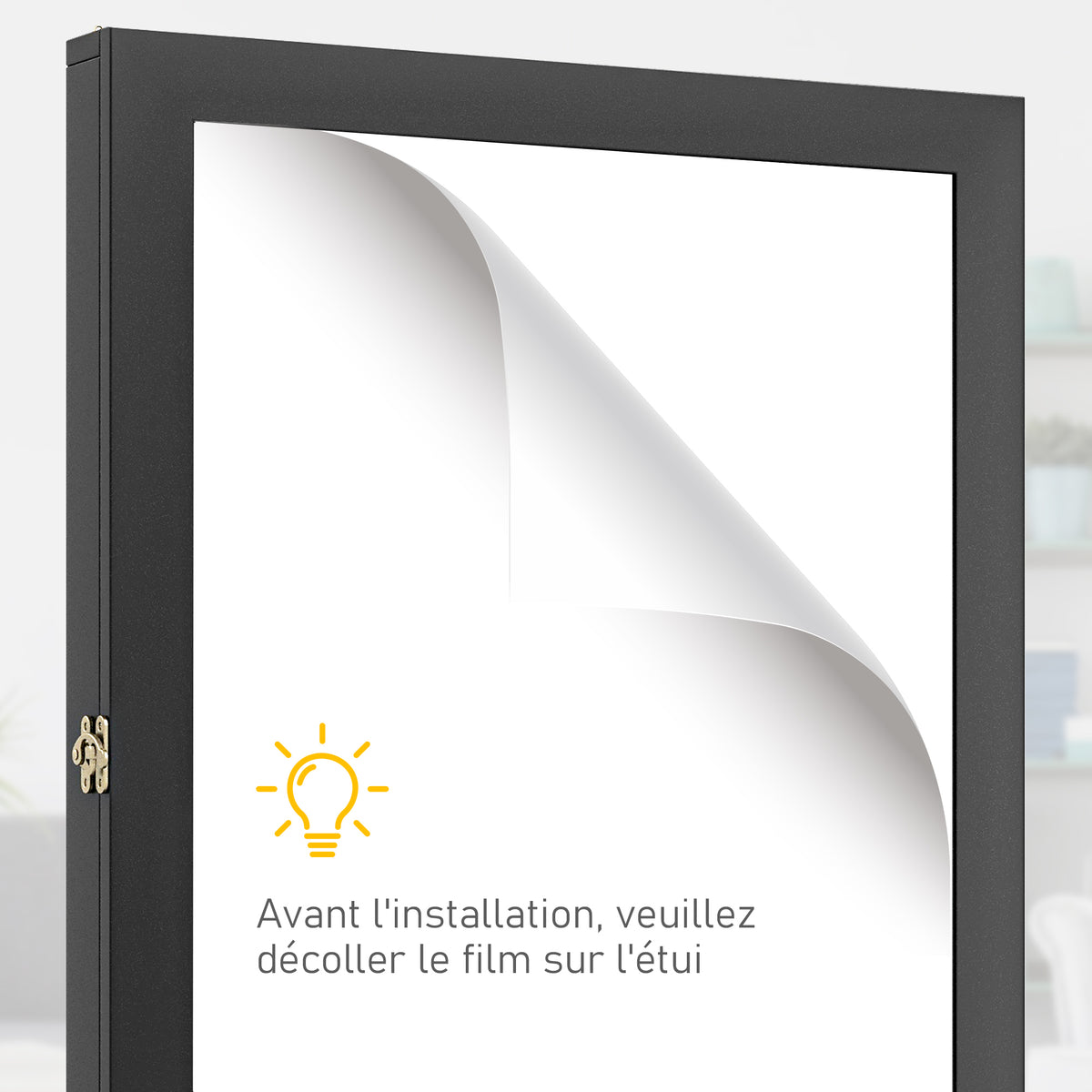 Frame box T-frame cadre pour maillot porte acrylique doublure interne feutre 71 x 6,5 x 89 cm noir-3