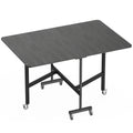 Table à Manger Pliante sur Roulettes pour 4-6 Personnes 120 cm, Roues avec Freins, 2 Abattants, Industriel, Noir-0