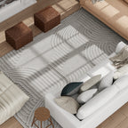 Tapis salon 230 x 160 cm, tapis à poils épais géométrique, moelleux et antidérapant, gris-6
