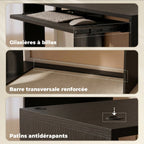 Bureau d'Angle, 120 x 100 x 76 cm, Bureau Informatique en L avec Plateau de Clavier, 4 Compartiments Ouverts, Noir-5