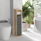 Support Papier Toilette - Porte-Papier Toilette - 2 Niveaux MDF Gris Bambou-7