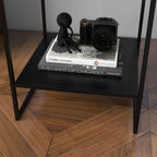 Table basse d'appoint carrée style industriel en métal noir avec une étagère - 40 x 40 x 45 cm noir-8