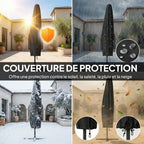 Parasol Déporté Parasol de Jardin LED Solaire 32 Lampes LED Manivelle UV 50+ et Housse de Protection Ø 295cm Gris-4