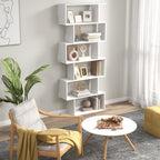 Bibliothèque étagère Zig zag Design Contemporain 80L x 23l x 192H cm 6 Niveaux Blanc-1