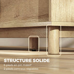 Meuble TV 135 cm, meuble télé pour téléviseur jusqu'à 65 pouces avec 2 portes en rotin, 2 compartiments ouverts, chêne-6