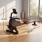 Rameur Musculation d'Appartement Bluetooth Connecté Kinomap & Zwift 16 Niveaux Résistance Silencieux 135x42x72cm Rouge-2