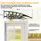 Auvent de porte toit marquise en polycarbonate auvent de porte d'entrée bord en aluminium contre la pluie et UV-6