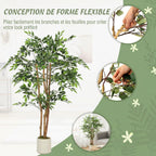 Plante artificielle intérieure 150 cm banian arbre artificiel, pot en plastique et tronc en bois massif, vert-6