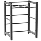 Support de superposition lave-linge/sèche-linge, 300 kg, avec pieds réglables et barre de séchage, noir-0