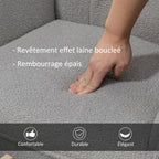 Fauteuil à bascule rocking chair revêtement bouclette structure en acier 71 x 98 x 101 cm Gris clair-4
