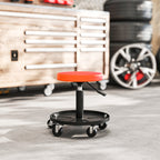 Tabouret d'atelier à 5 roulettes pivotantes 360°, hauteur réglable 38-50 cm, avec plateau, 38 x 38 x 38-50 cm, orange-9
