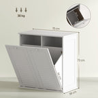 Meuble salle de bain avec panier à linge armoire salle de bain en bois portes persiennes 2 paniers 70 x 38 x 73 cm blanc-2