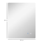 Miroir rectangulaire mural lumineux LED de salle de bain 80 x 60 cm luminosité réglable blanc transparent-2