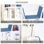 Bibliothèque banc 2 en 1 avec coussins de siège, étagère cube 6 compartiments ouverts et 2 niveaux, meuble de rangement pour salon, chambre à coucher, bureau, 102 x 30 x 61 cm, bleu-4