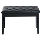 Banquette tabouret siège pour piano avec coffre de rangement pied bois caoutchouc assise capitonnée noir-7