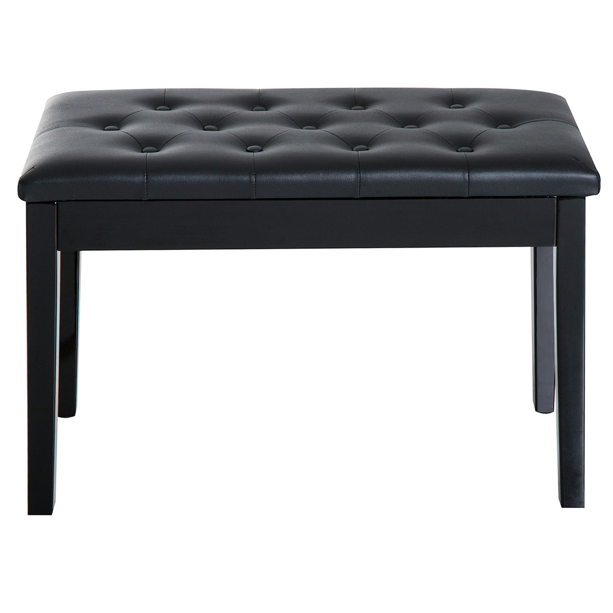 Banquette tabouret siège pour piano avec coffre de rangement pied bois caoutchouc assise capitonnée noir-7