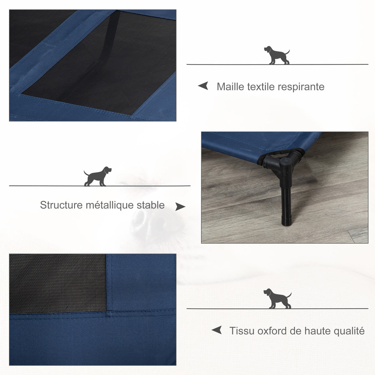 Lit sur pieds lit pour chien chat lit de camp lit surélevé aniamux tissu Oxford textilène micro-perforé acier-5