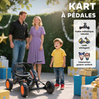 Kart à pédales pour enfants, karting enfant, avancer et reculer, pour garçons filles de 2-5 ans, 84x54x56 cm, noir-3