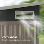 Abri de jardin en métal cabane jardin extérieure triple porte verrouillable toit incliné aérations 234x132x185cm gris-6