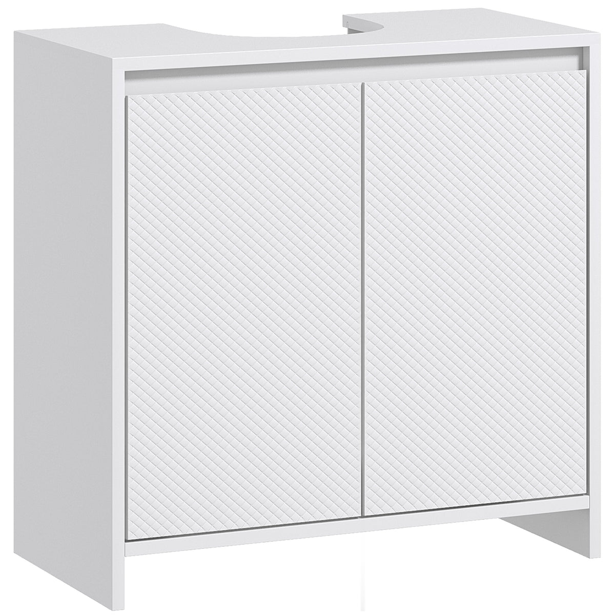 Meuble sous vasque 2 portes avec étagère réglable armoire de rangement pour lavabo 60l x 30P x 60H cm blanc-0
