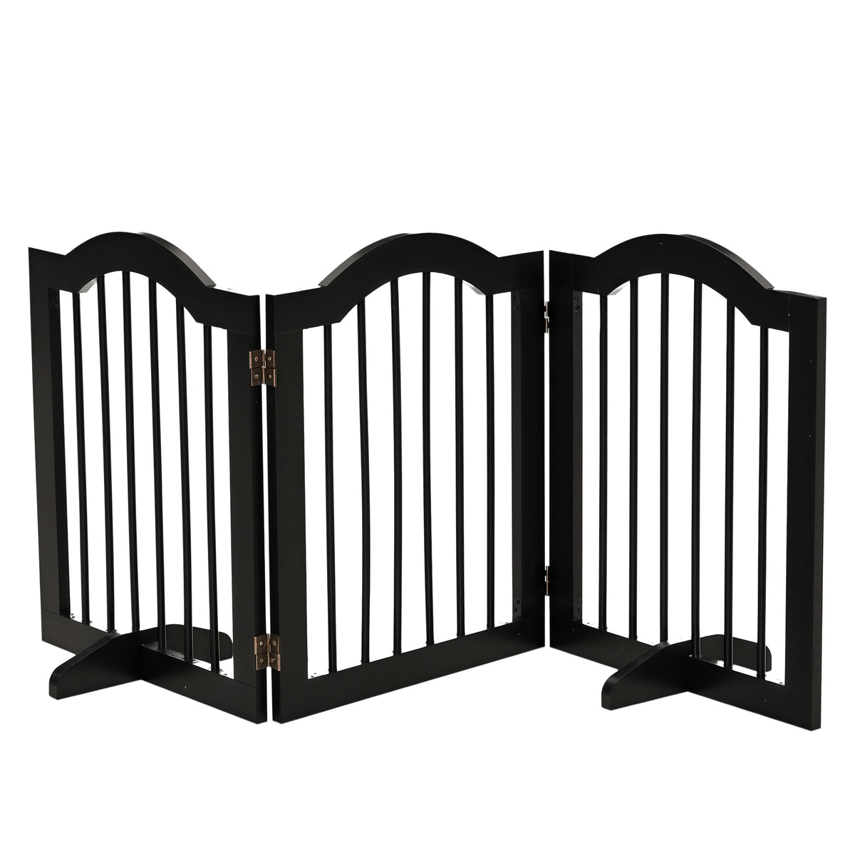 Barrière sécurité chien barrière modulable pliable animaux compagnie pied support MDF bois massif 154,5x61cm noir-0