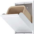 Meuble Poubelle de Tri Sélectif, Poubelle de Recyclage 45 L (3 x 15 L), 3 Compartiments, Portes à Fermeture Douce, Blanc-5