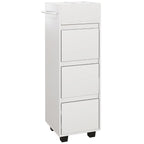 Meuble de rangement pour salle de bain avec 4 compartiments, 3 tiroirs et porte-serviettes, dim. 35 x 30 x 90 cm, blanc-0
