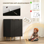 Buffet Cuisine, Meuble de Rangement avec 2 Portes, Étagère Réglable, Pieds Métalliques Surélevés, 60 x 40 x 80 cm, Noir-6