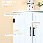 Buffet de cuisine armoire de cuisine contemporaine multi-rangements 2 placards 3 étagères 60 x 30 x 123 cm blanc-4