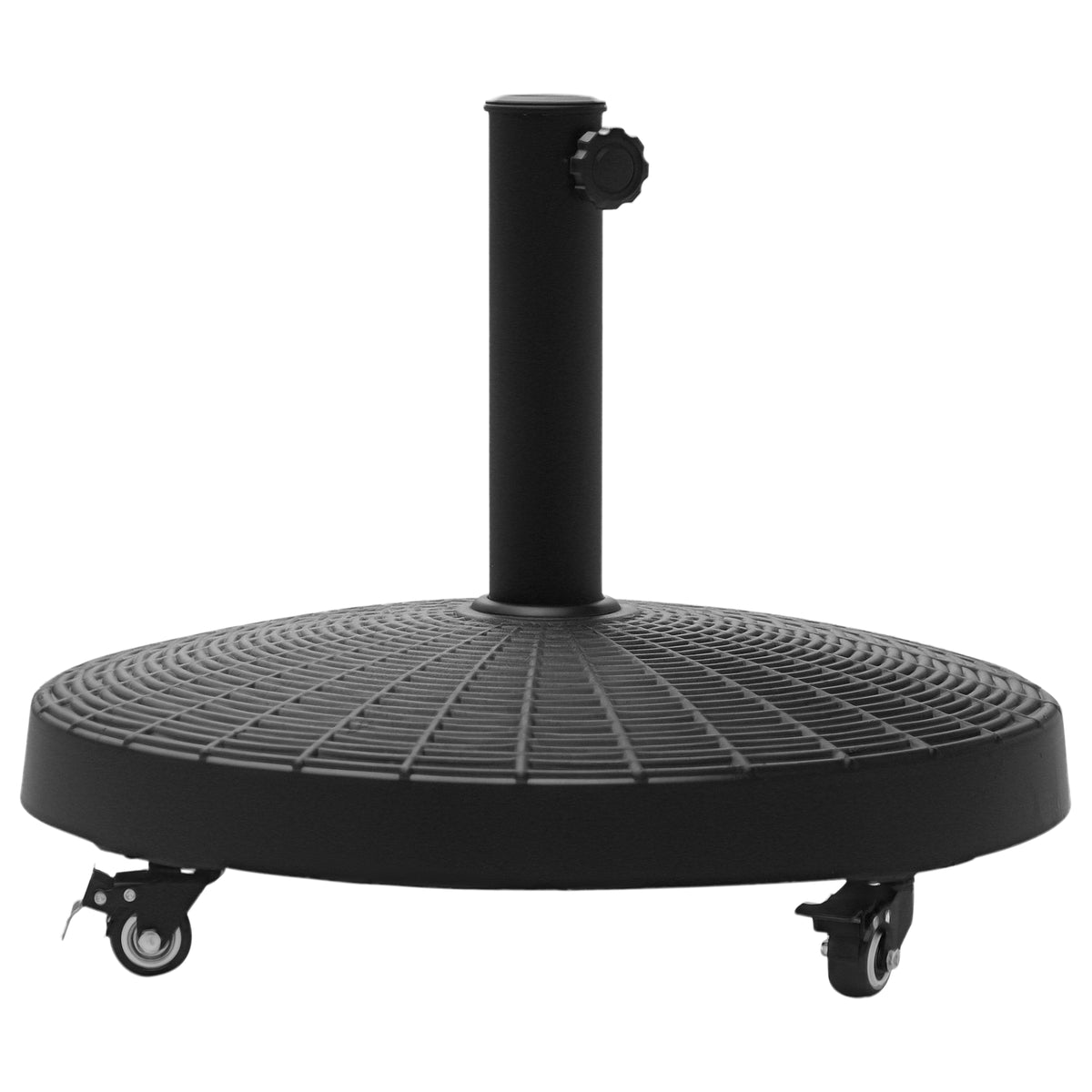 Pied de parasol base de lestage poids net 22,7 kg en résine avec 4 roulettes - dim. Φ52 x 41H cm - Noir-0