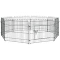 Parc enclos chiots animaux domestiques chiens lapins rongeurs petits int./ext. diamètre 180 panneaux 71x61cm noir-0