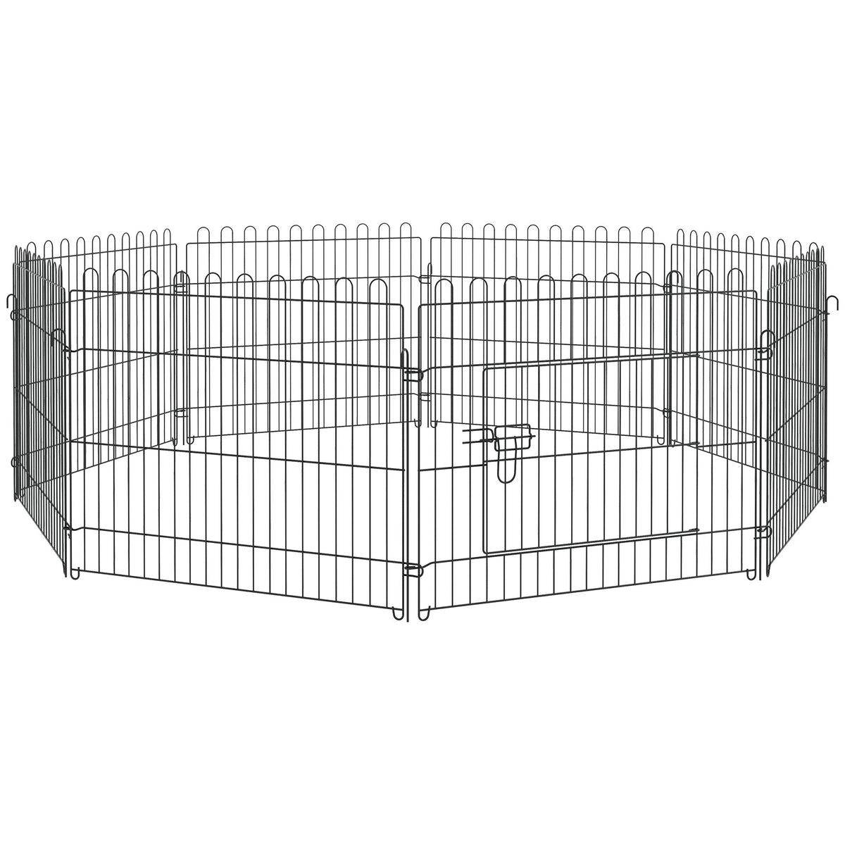 Parc enclos chiots animaux domestiques chiens lapins rongeurs petits int./ext. diamètre 180 panneaux 71x61cm noir-0