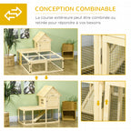 Clapier en bois enclos pour animaux villa pour lapin 2 niveaux avec aire de course rampe et portes verouillables-7