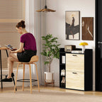 Meuble à chaussures 15 paires, armoire à chaussures moderne avec 2 tiroirs rabattables, 83x24x90,5cm, noir-8