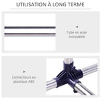 Portant à Vêtements, Tringle Réglable à Roulettes en Acier Inox, Charge Max. 25 kg, Argent-5