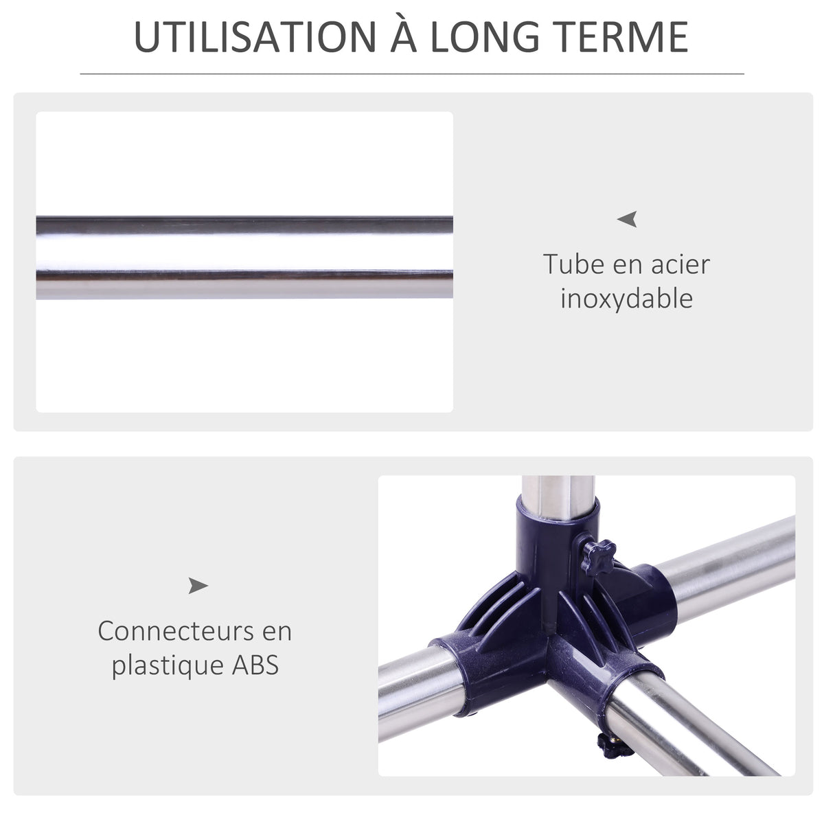 Portant à Vêtements, Tringle Réglable à Roulettes en Acier Inox, Charge Max. 25 kg, Argent-5