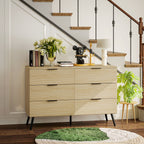 Commode 6 tiroirs Commode moderne pour chambre à coucher avec design anti-basculement 110L x 40l x 75H cm Aspect bois-9