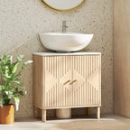 Meuble sous lavabo meuble de salle de bain sous vasque étagère réglable plan de toilette effet marbre 60x30x63cm chêne-1