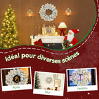 Couronne de Noël lumineuse 60 cm avec 35 LED blanc chaud, minuterie, 98 pointes, pommes de pin, vert et blanc-6