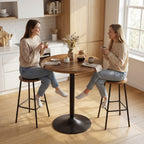 Table de bar ronde 60 cm, table haute cuisine mange-debout avec patins antidérapants, pour cuisine, salon, noyer-6