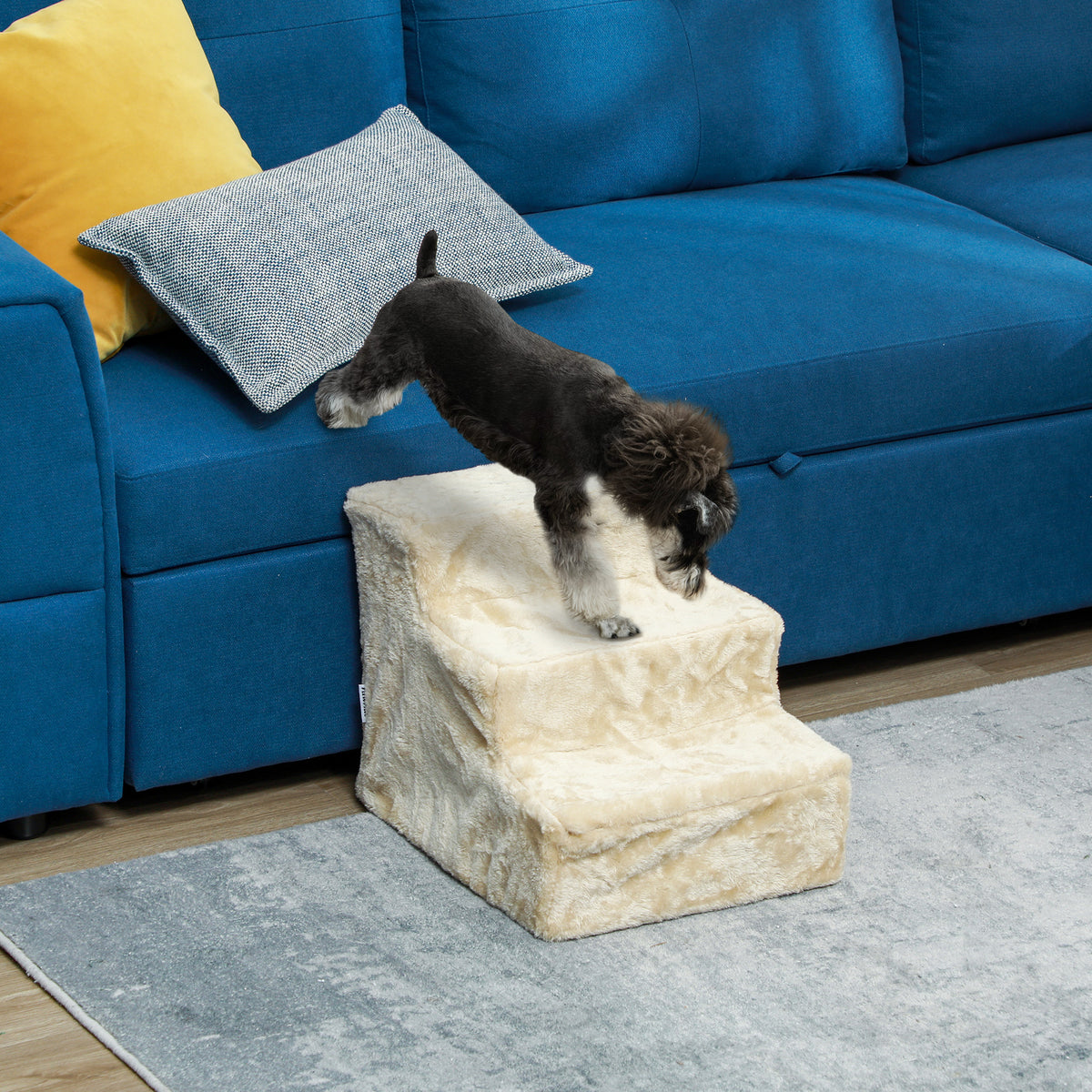 Escalier pour Chien à 3 Marches, Escalier pour Chat, Échelle Antidérapante pour Animaux, 46 x 35 x 35 cm, Beige-9