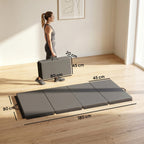 Tapis de gymnastique yoga pilates fitness pliable en 4 avec poignées revêtement synthétique 180 x 80 x 5 cm gris-2