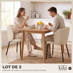 Lot de 2 Chaises Salle à Manger Rembourrées en Chenille, Dossier Incurvé, Pieds Métal, Style Moderne, 57x58x77cm, Beige-3